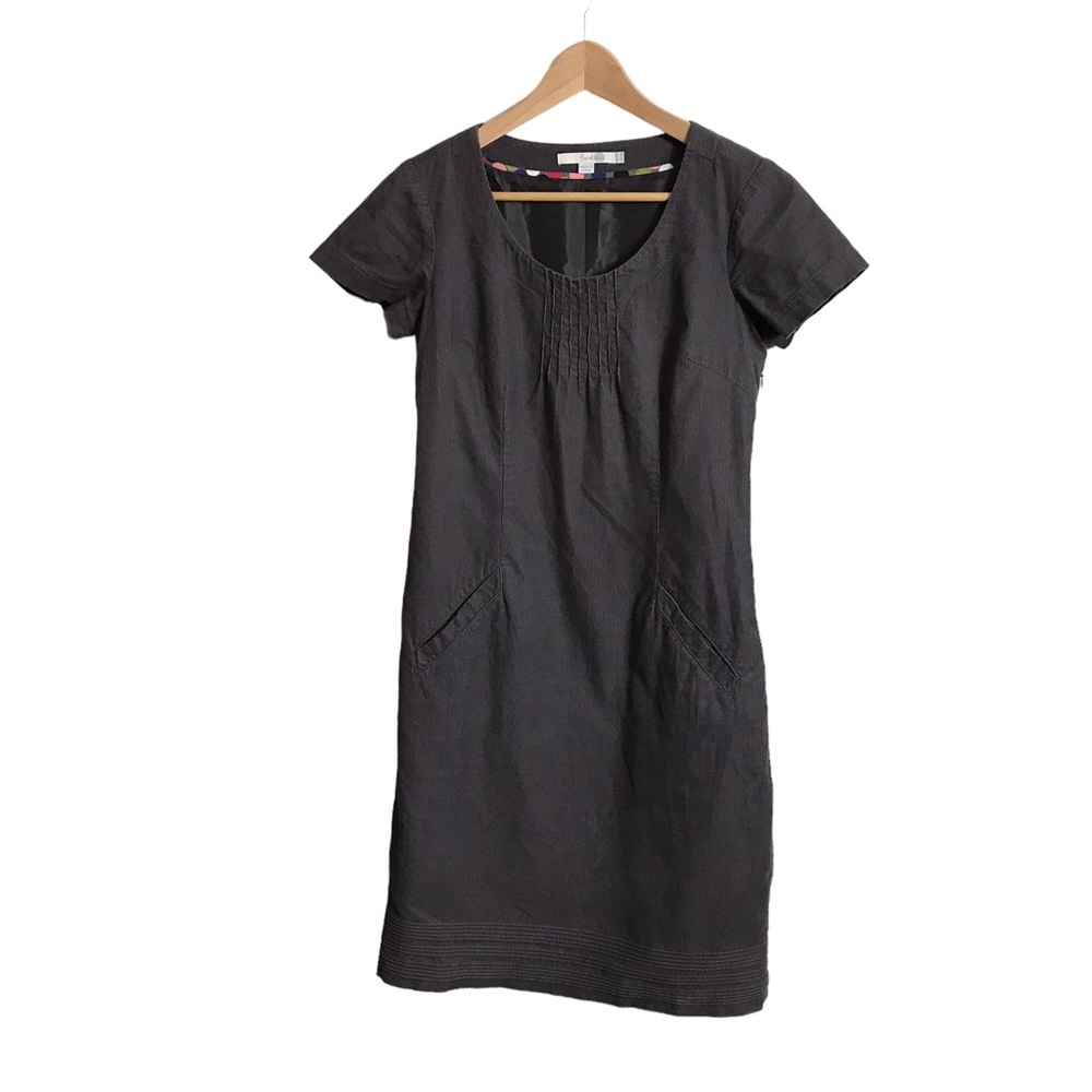 Boden Size 2‎ Brown Corduroy Short Sleeve Shift Dress Pockets Women